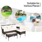 Ensemble de 3 meubles de jardin en rotin sectionnels Gymax avec canapé-lit - Voir les détails