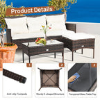 Ensemble de 3 meubles de jardin en rotin sectionnels Gymax avec canapé-lit - Voir les détails