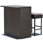 Ensemble de salle à manger 3 pièces en rotin avec table de bar et tabourets Gymax, gris et noir