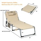 Chaise longue inclinable rembourrée surdimensionnée Gymax 4 plis