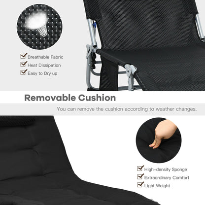 Chaise longue inclinable rembourrée surdimensionnée Gymax 4 plis