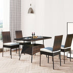 Ensemble de meubles d'extérieur en rotin Gymax 5 pièces avec table à manger et chaises