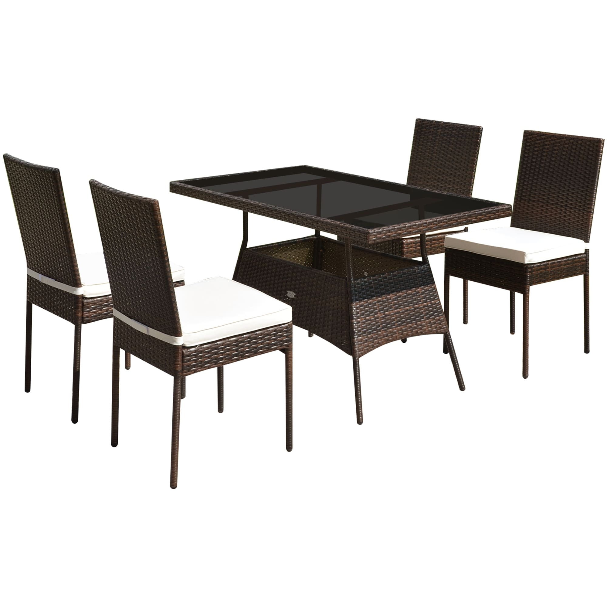 Ensemble de meubles d'extérieur en rotin Gymax 5 pièces avec table à manger et chaises