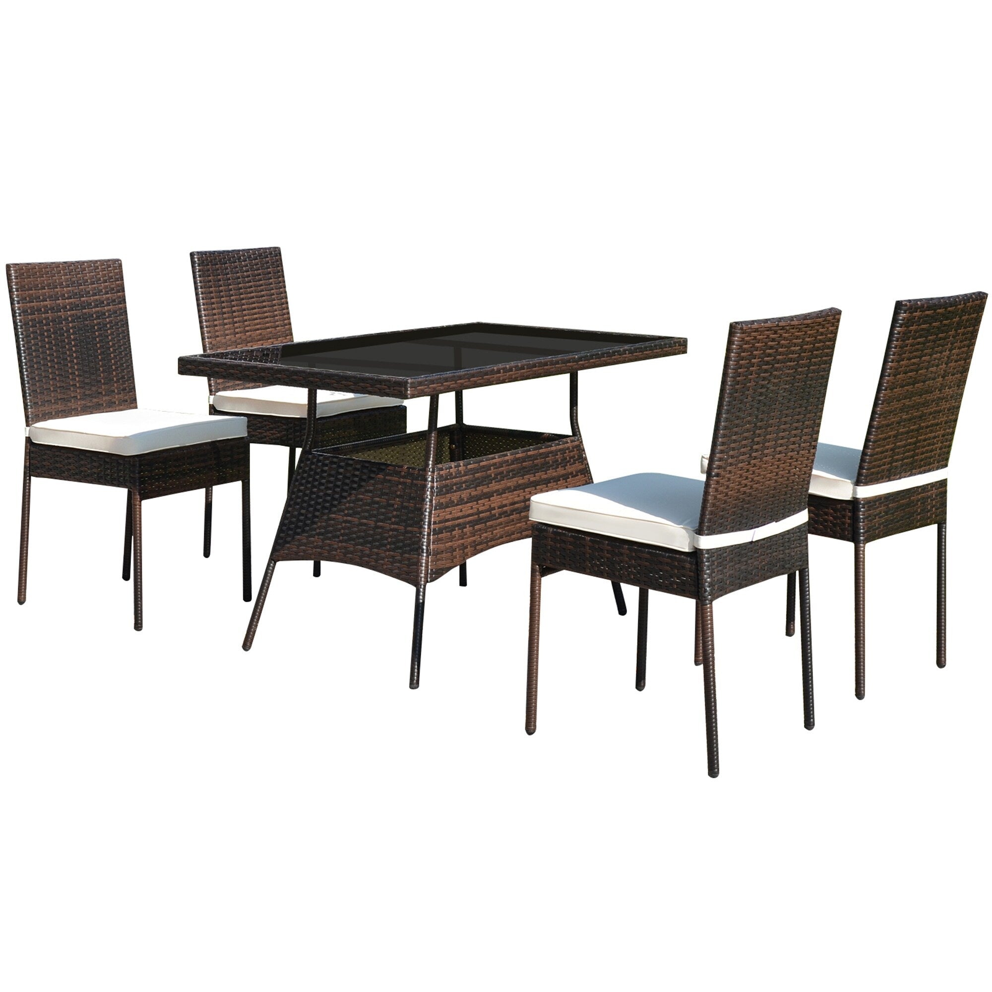 Ensemble de meubles d'extérieur en rotin Gymax 5 pièces avec table à manger et chaises