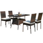 Ensemble de meubles d'extérieur en rotin Gymax 5 pièces avec table à manger et chaises