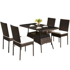 Ensemble de meubles d'extérieur en rotin Gymax 5 pièces avec table à manger et chaises