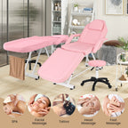 Chaise faciale Gymax 73'' avec tabouret hydraulique, dossier réglable et