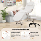 Chaise faciale Gymax 73'' avec tabouret hydraulique avec accoudoirs amovibles et