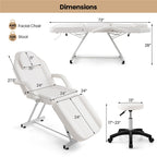 Chaise faciale Gymax 73'' avec tabouret hydraulique avec accoudoirs amovibles et