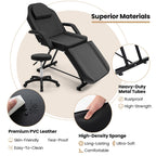 Chaise faciale Gymax 73'' avec tabouret hydraulique avec accoudoirs amovibles et