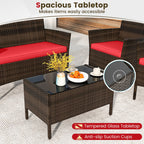 Ensemble de meubles de jardin Gymax 8 pièces avec coussins lavables et verre trempé
