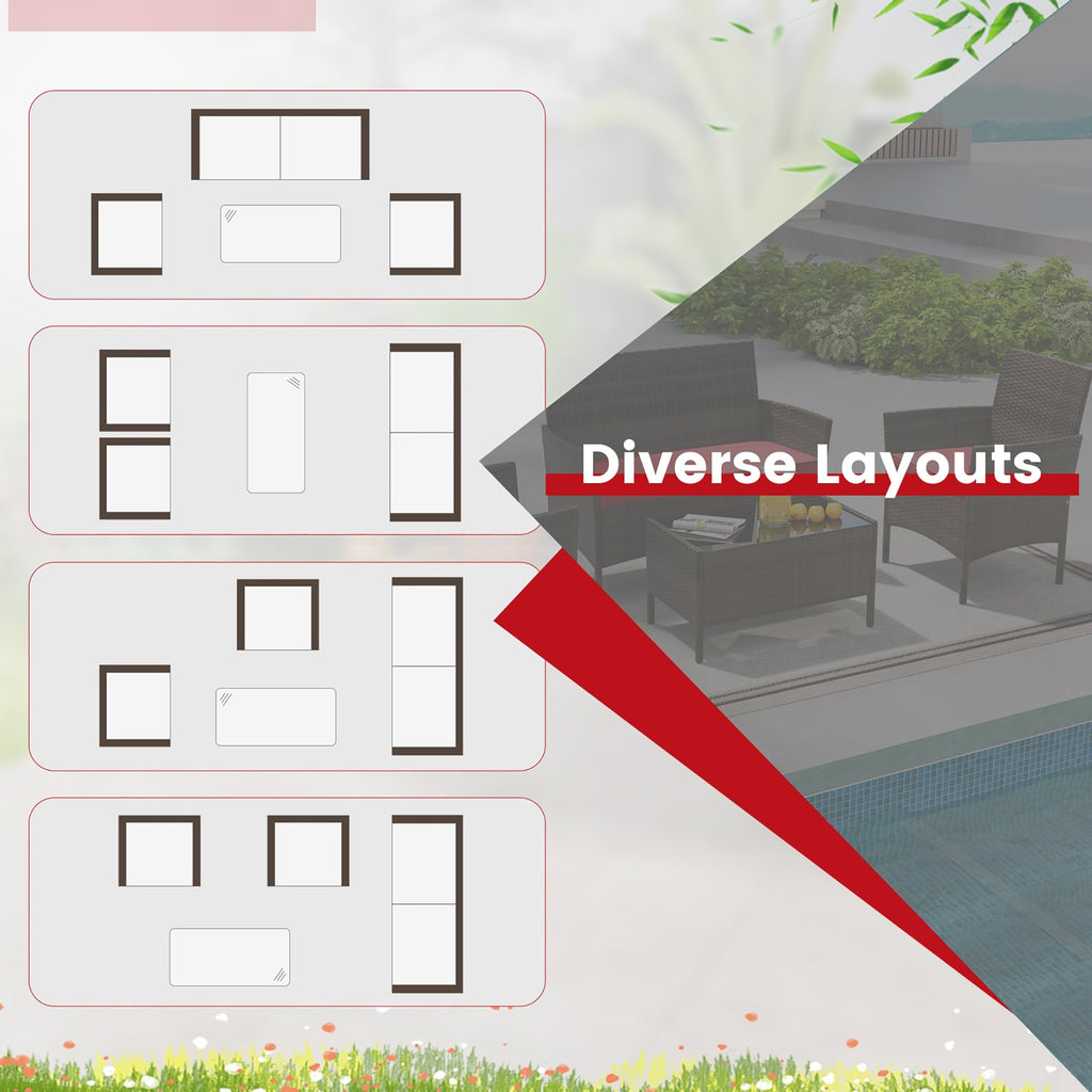 Ensemble de meubles de jardin Gymax 8 pièces avec coussins lavables et verre trempé