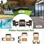 Ensemble de meubles de jardin en rotin Gymax 8 pièces