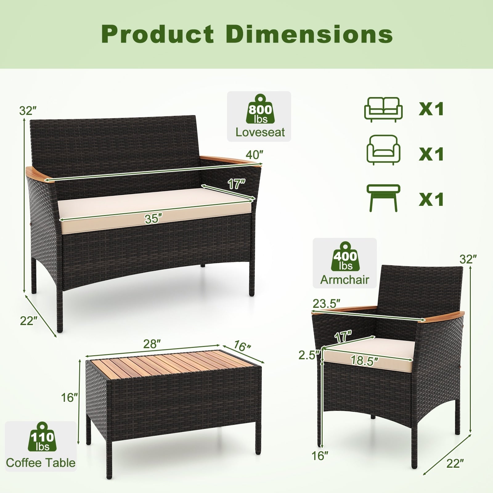 Ensemble de meubles de jardin en rotin Gymax 8 pièces