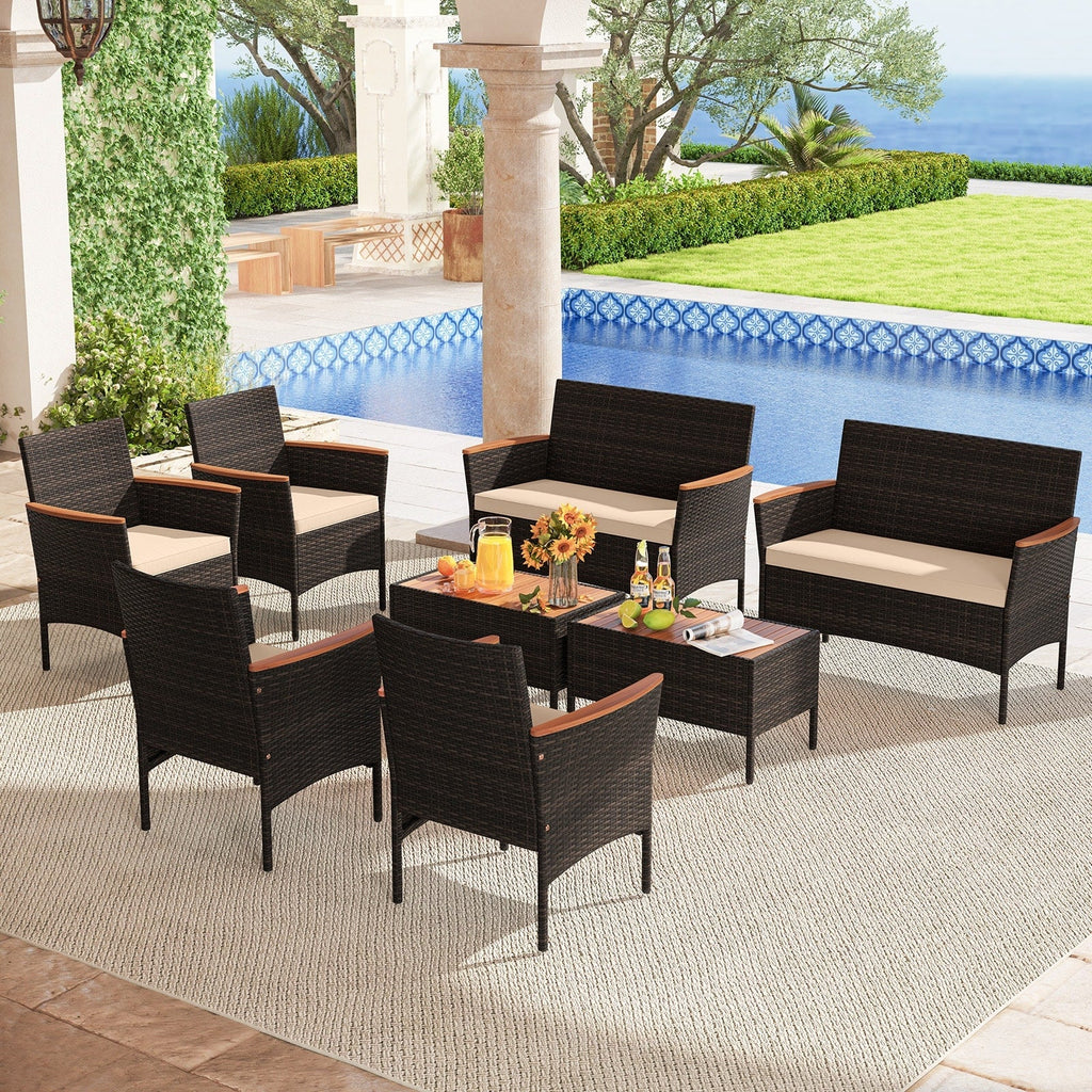 Ensemble de meubles de jardin en rotin Gymax 8 pièces