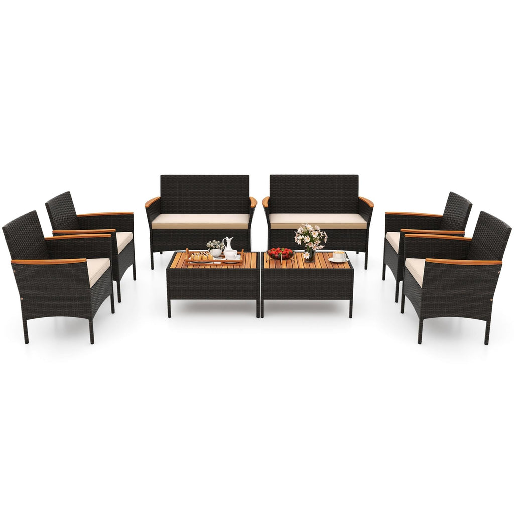 Ensemble de meubles de jardin en rotin Gymax 8 pièces