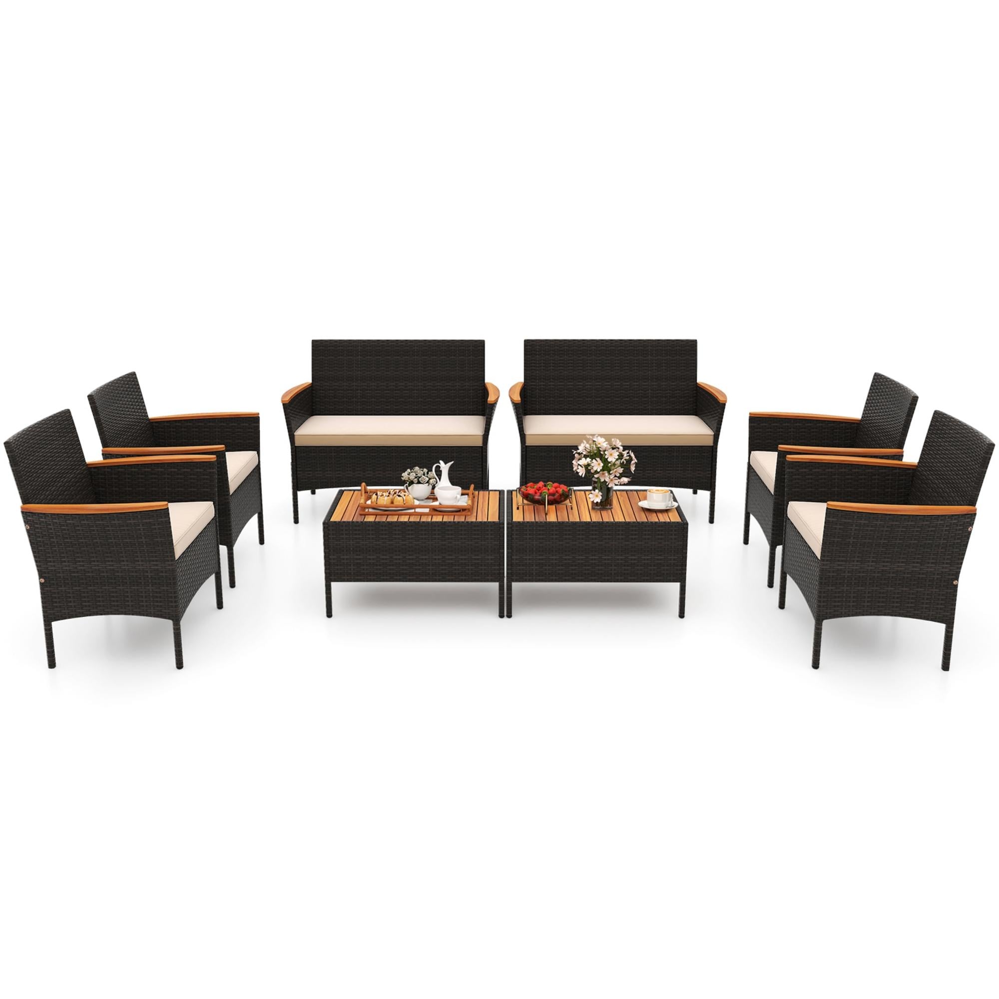 Ensemble de meubles de jardin en rotin Gymax 8 pièces