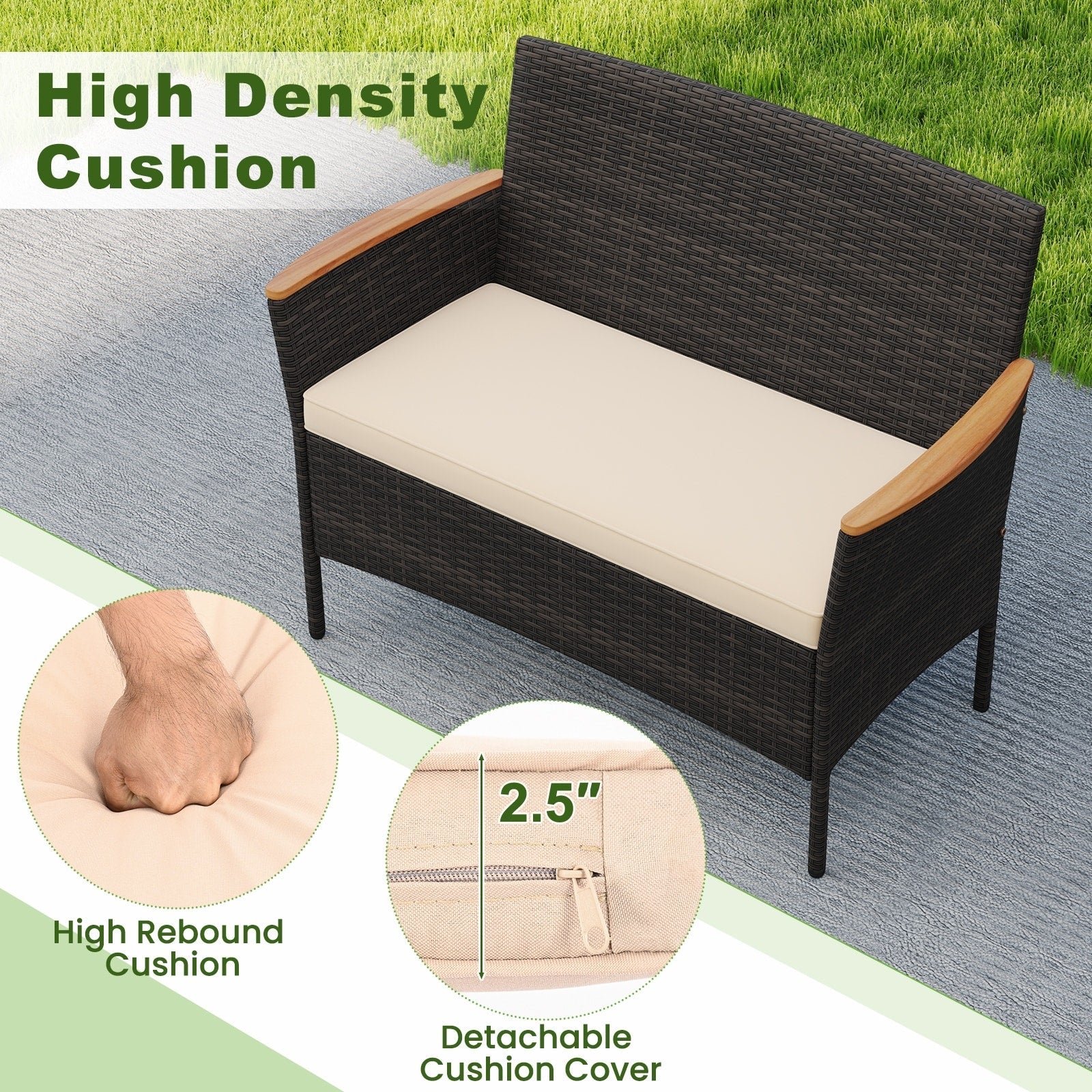 Ensemble de meubles de jardin en rotin Gymax 8 pièces