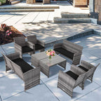 Ensemble de meubles de jardin en rotin Gymax 8 pièces, noir