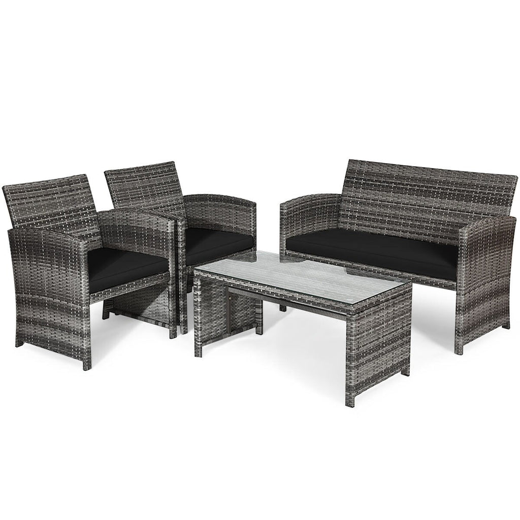 Ensemble de meubles de jardin en rotin Gymax 8 pièces, noir