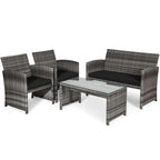 Ensemble de meubles de jardin en rotin Gymax 8 pièces, noir