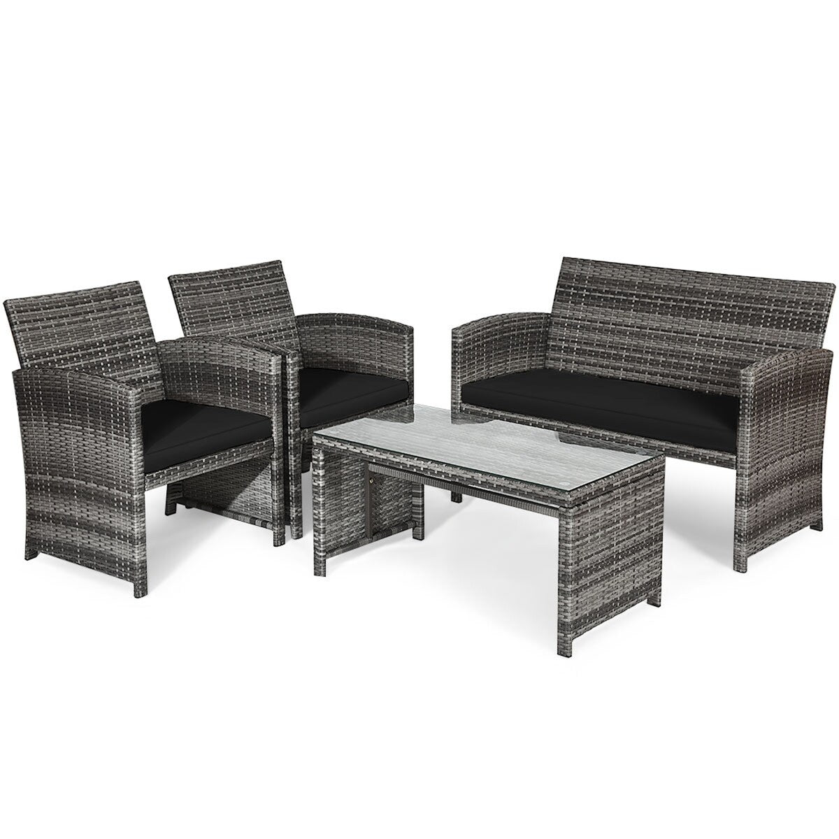 Ensemble de meubles de jardin en rotin Gymax 8 pièces, noir