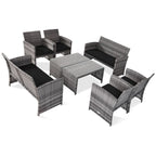 Ensemble de meubles de jardin en rotin Gymax 8 pièces, noir
