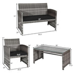 Ensemble de meubles de jardin en rotin Gymax 8 pièces, noir