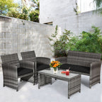 Ensemble de meubles de jardin en rotin Gymax 8 pièces, noir