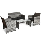 Ensemble de meubles de jardin en rotin Gymax 8 pièces, noir