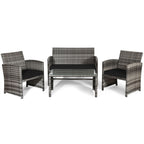 Ensemble de meubles de jardin en rotin Gymax 8 pièces, noir