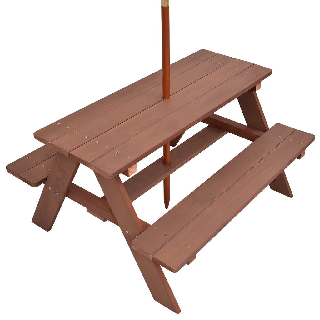 Banc de pique-nique d'extérieur pliable Gymax pour enfants, 4 places