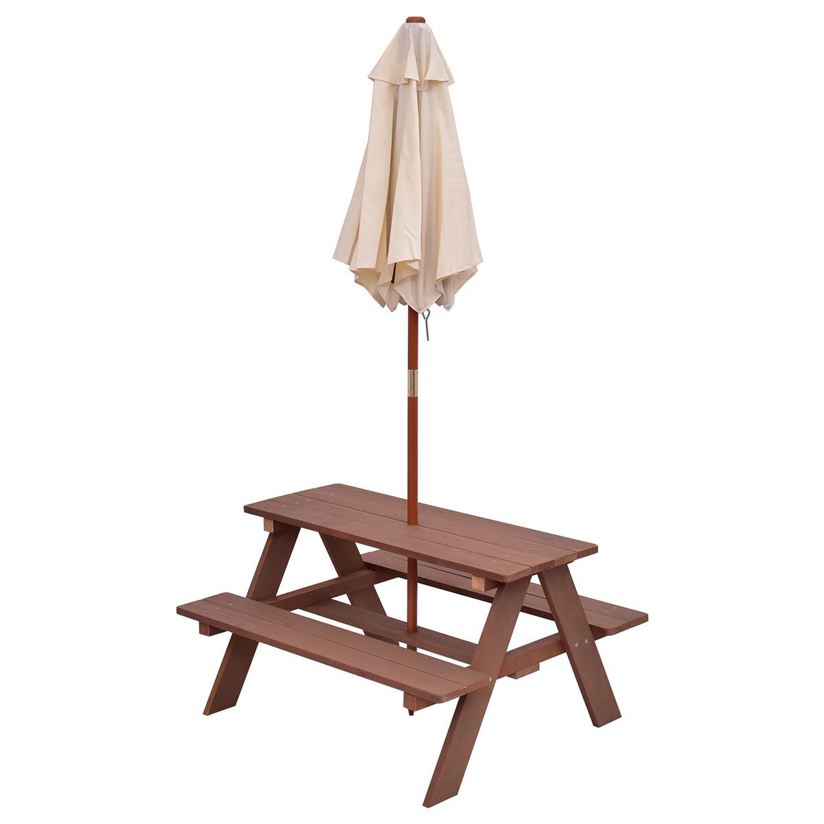 Banc de pique-nique d'extérieur pliable Gymax pour enfants, 4 places
