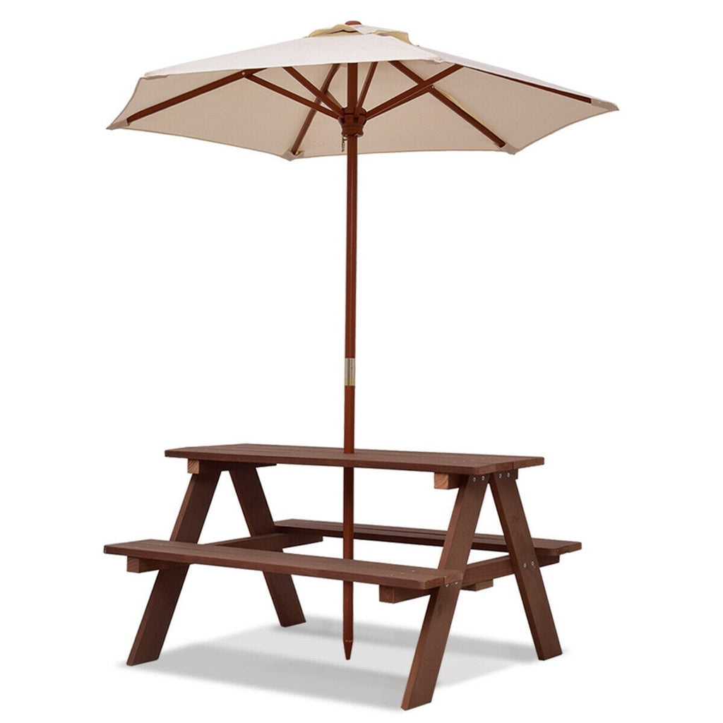 Banc de pique-nique d'extérieur pliable Gymax pour enfants, 4 places
