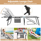 Chaise longue de plage pliante Gymax avec oreiller, 4 niveaux