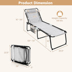 Chaise longue de plage pliante Gymax avec oreiller, 4 niveaux