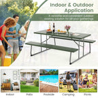 Table de pique-nique pliante Gymax avec 2 bancs Ensemble de table de camping de 6 pieds avec