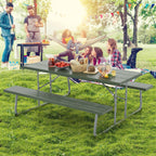 Table de pique-nique pliante Gymax avec 2 bancs Ensemble de table de camping de 6 pieds avec
