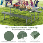 Table de pique-nique pliante Gymax avec 2 bancs Ensemble de table de camping de 6 pieds avec