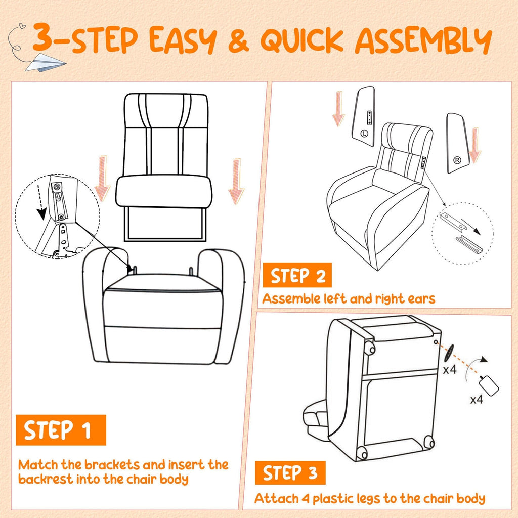 Fauteuil inclinable ergonomique en cuir pour enfants Gymax avec repose-pieds