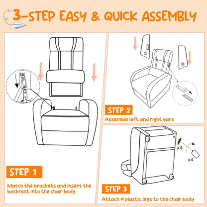 Fauteuil inclinable ergonomique en cuir pour enfants Gymax avec repose-pieds