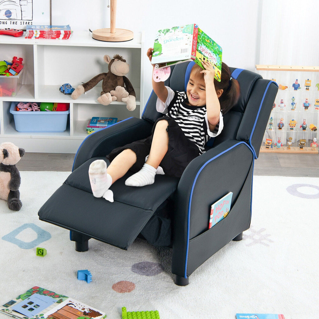Fauteuil inclinable ergonomique en cuir pour enfants Gymax avec repose-pieds