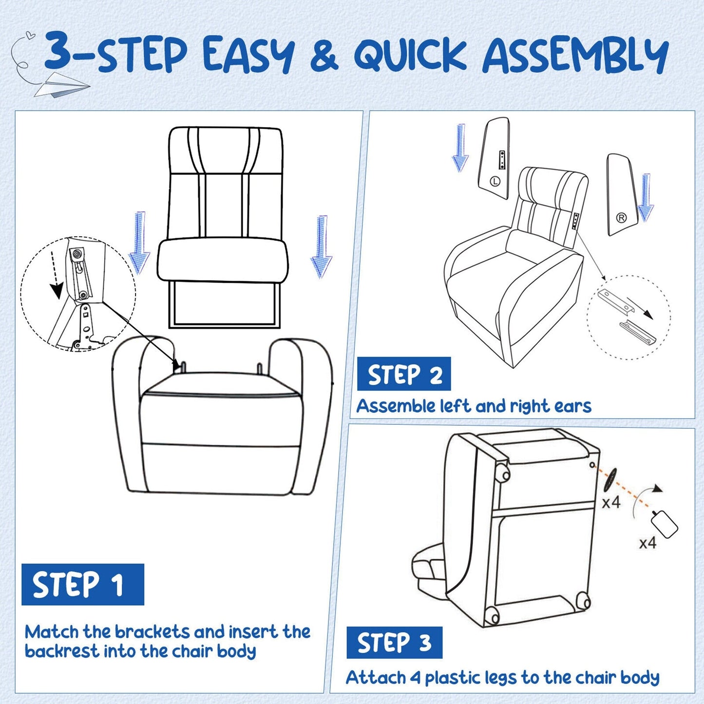 Fauteuil inclinable ergonomique en cuir pour enfants Gymax avec repose-pieds