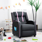 Fauteuil inclinable ergonomique en cuir pour enfants Gymax avec repose-pieds