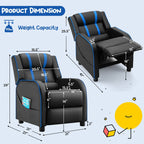 Fauteuil inclinable ergonomique en cuir pour enfants Gymax avec repose-pieds