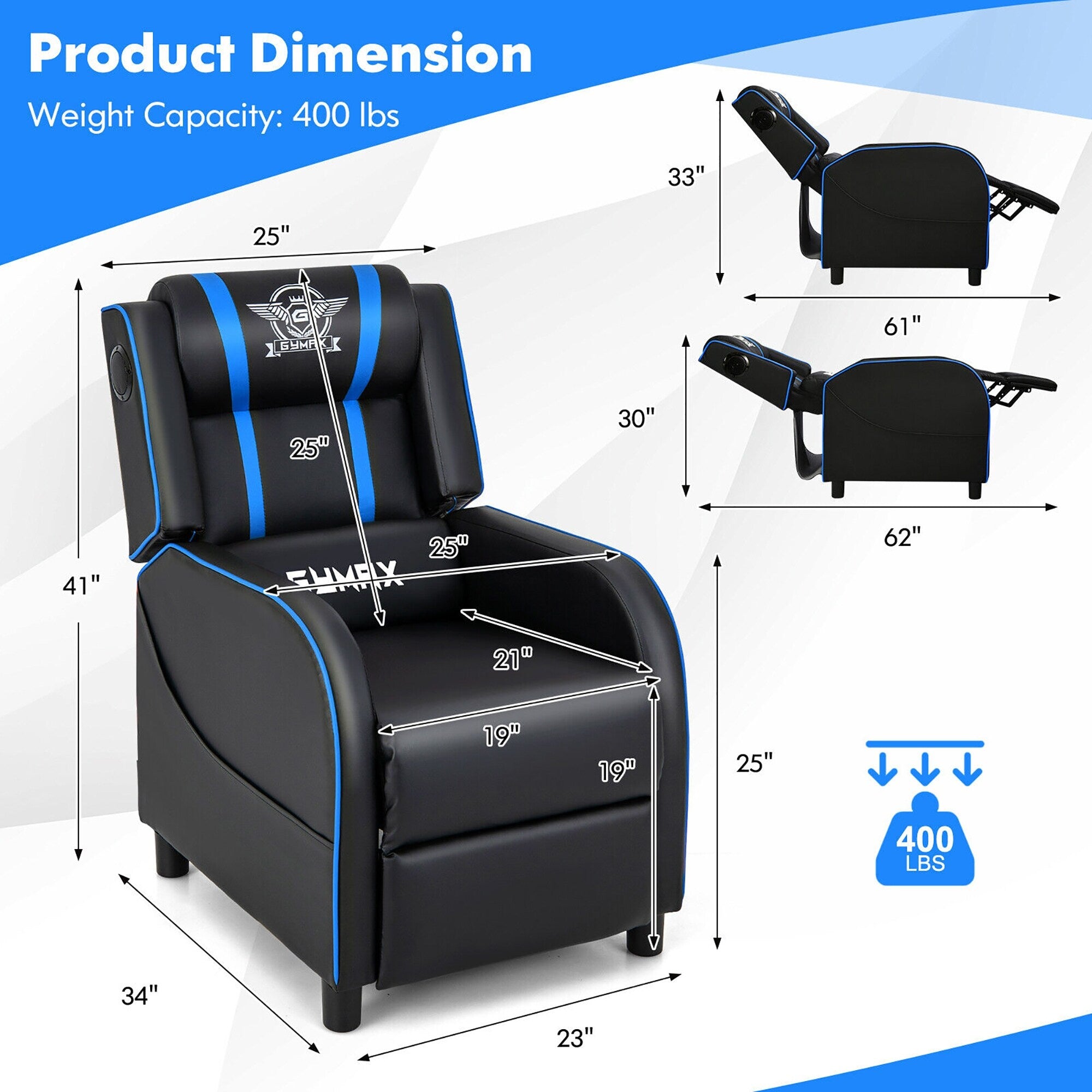 Fauteuil de massage inclinable Gymax en cuir synthétique