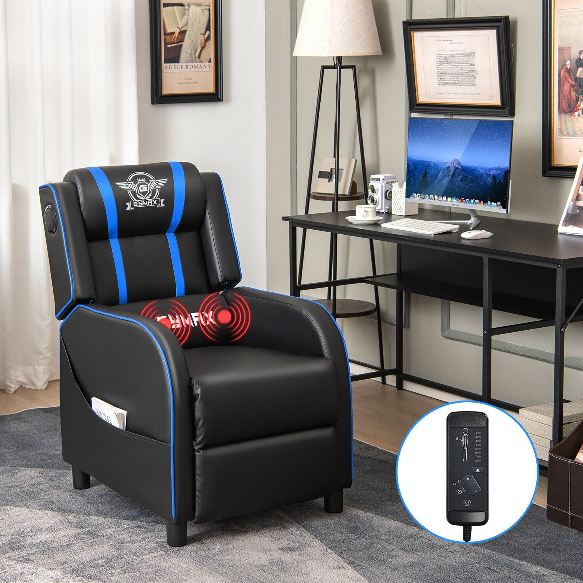 Fauteuil de massage inclinable Gymax en cuir synthétique