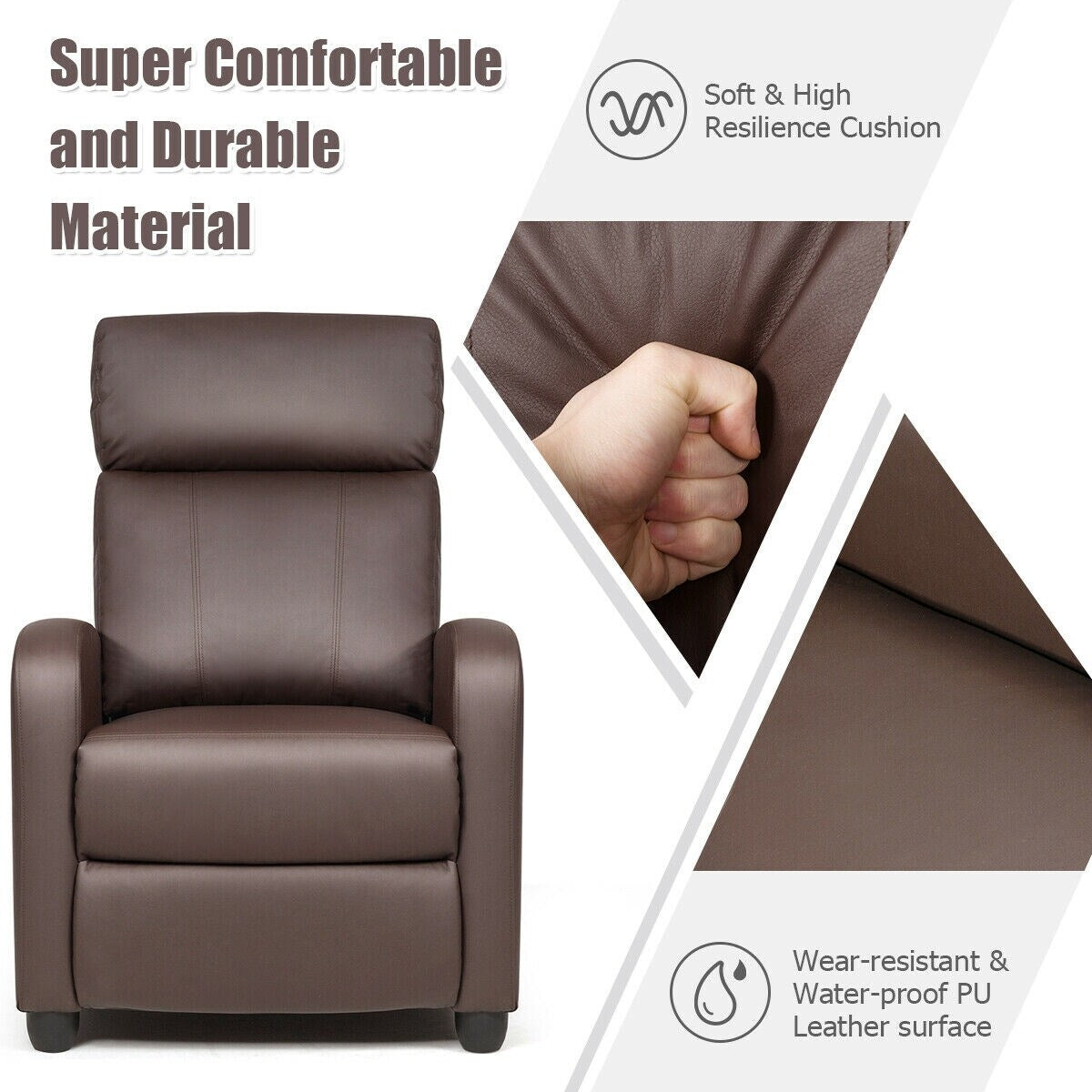 Fauteuil inclinable massant Gymax, canapé simple, siège rembourré avec repose-pieds