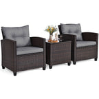 Ensemble de 3 meubles de jardin en rotin Gymax avec coussins
