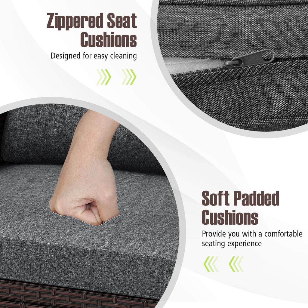 Ensemble de 3 meubles de jardin en rotin Gymax avec coussins